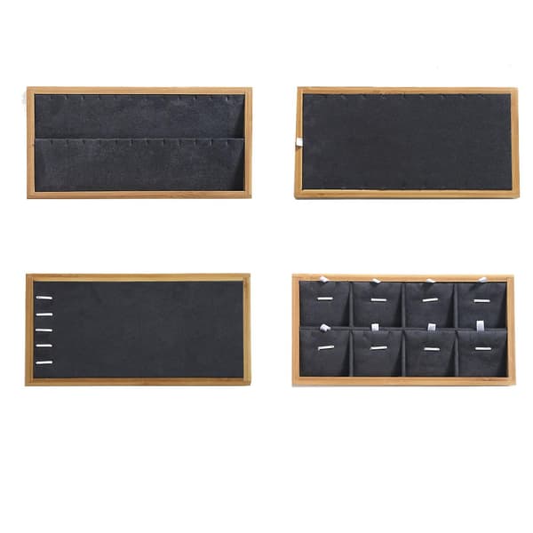 Förvaringsbricka i bambuträ, smyckesdisplay, smyckesbricka, grå halsbandsplatta