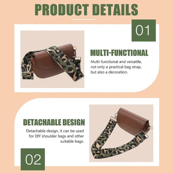 Kreativ Stil Bred Justerbar Väskrem För Kvinnor Leopardtryck Vardagskläder 1-pack