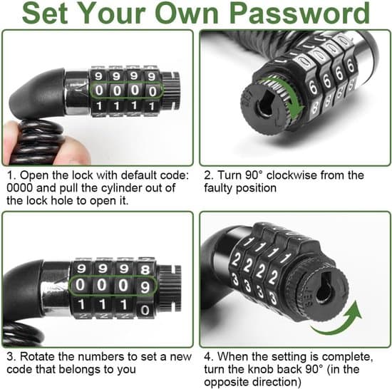 Helmet Lock, Four-Digit Combination Lock - Secure and Practical - 150 cm