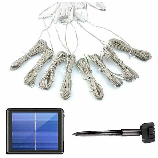 Solcelle-Parasol-Lysstreng - 104 LED'er - 8 Tilstande - IP67 - Vandafvisende - Perfekt Til Fest, Jul, Halloween, Camping (Positivt Hvidt Lys)