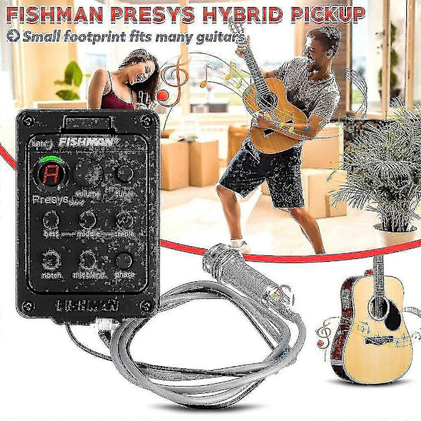 Fishman 4-kaistainen 301 Eq Viritin Piezo Mikrofoniesiintulo Blend Akustinen Kitara Mikrofonivahvistin