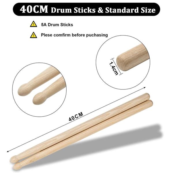Drumsticks, 5A Classic Maple Tip Drumsticks, Suitable for Students and Beginners, Percussion Instrument Accessories (40cm).