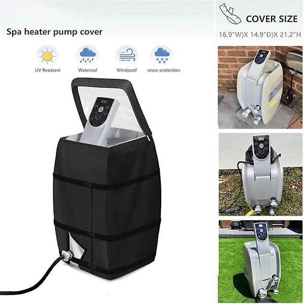 Badkar Spa Värmepump Skydd med Transparent PVC Toppfönster, Vattentät Uppblåsbar Badkar Pump Skydd 1st