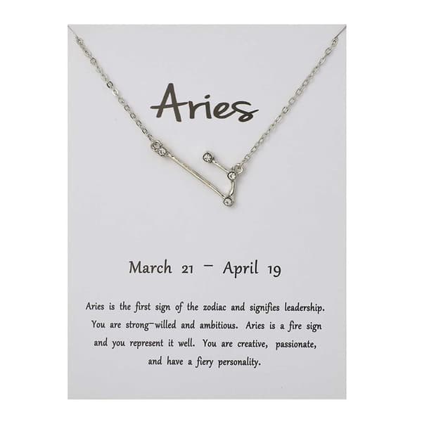 Zodiac Necklace Aries Gift Necklace Silver