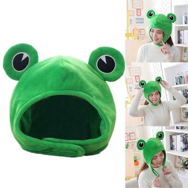 Tegneserie Frø Hovedbeklædning Sjovt Bedårende Plys - Frø Hat Cosplay Kostume Udklædningshat