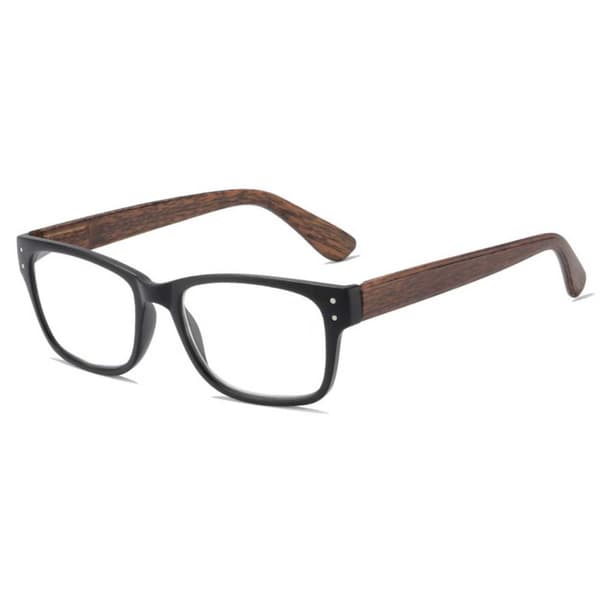Rectangular Reading Glasses with Wood Design and Blue Light Protection [Choose Strength] Brown