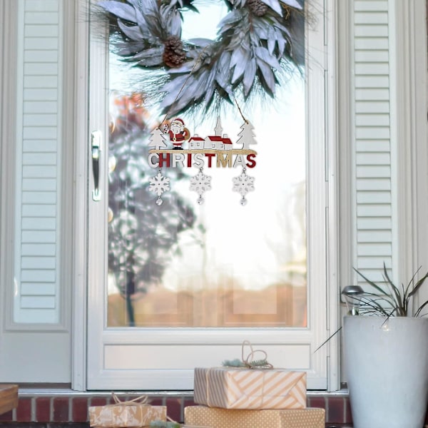 Juldekorationer i trä, julskylt, dörrhängande skylt, tomteornament, fönsterdekorationer, för juldekoration i hemmet