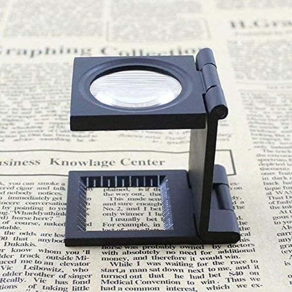 Fällbar lupp, 10x förstoring, mini trippelfällbar bärbar handlupp med skala, bärbart zinklegeringsglas, textilier, optik