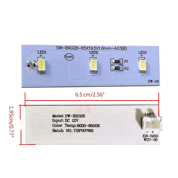 Sw-bx02b Kylskåp LED-ljusplatta Ljuslist Bar För Kylskåp Hållbarhet Ljusplatta Modul Ljuslist