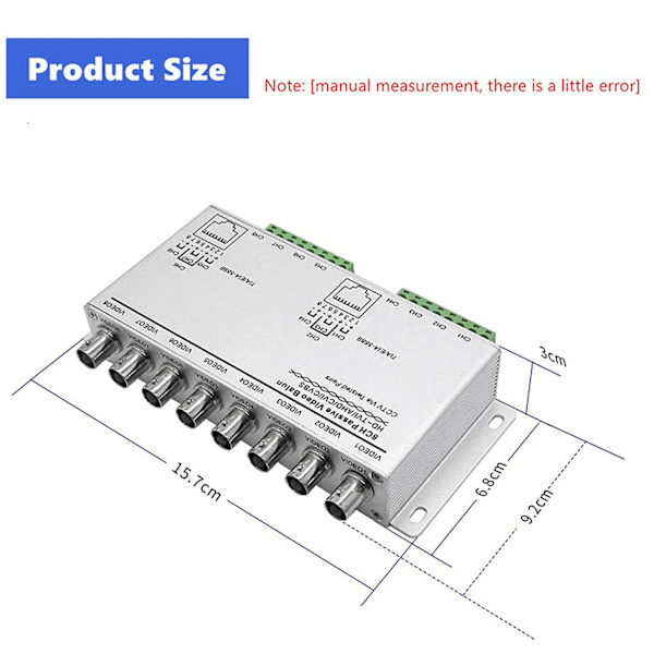 8- UTP 720P/1080P HD Passiivinen Video Balun Lähetin-vastaanotin, BNC - Cat5/5E/6 RJ45(T568B) UTP-kaapelin muunnin