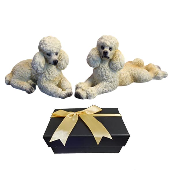 Poodle Hundefigur Statuett Stue Kontor Dekorasjon Beige