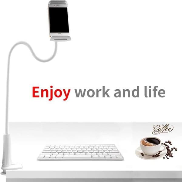 Svanhals telefonholder/iPad-holder/tablet-holder til iPhone 8/7/6/6s Plus, Galaxy S8/S8 Plus/Note 8, iPad Pro