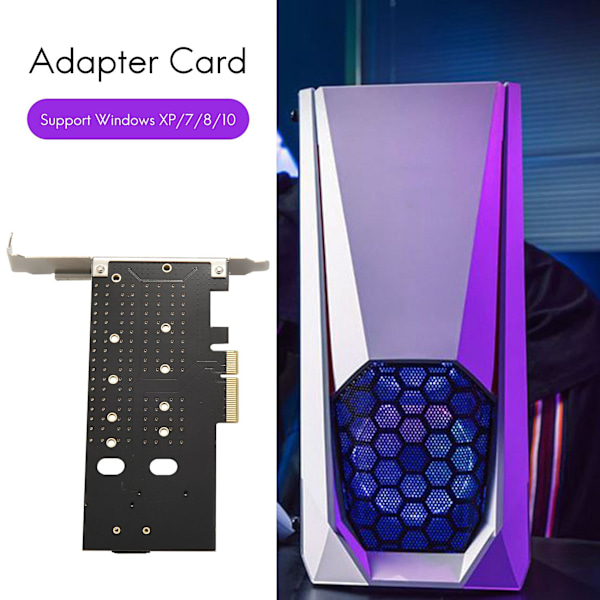 Dual M.2 PCIe Adapter, M2 SSD NVMe (M Key) Eller SATA (B Key) 22110 2280 2260 2242 2230 Til PCI-E 3.0 X 4 Host Controller Utvidelseskort For Stasjonær PC Pci