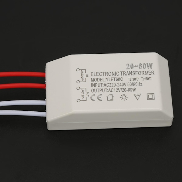 220V till AC 12V Elektronisk Transformator Spänningsomvandlare 20‑60W Smart Strömförsörjningsdrivare
