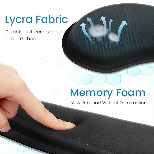 Gel Memory Foam Set Tangentbordshandledsstöd, Mus handledsstöd för kontor, Lätt,bl