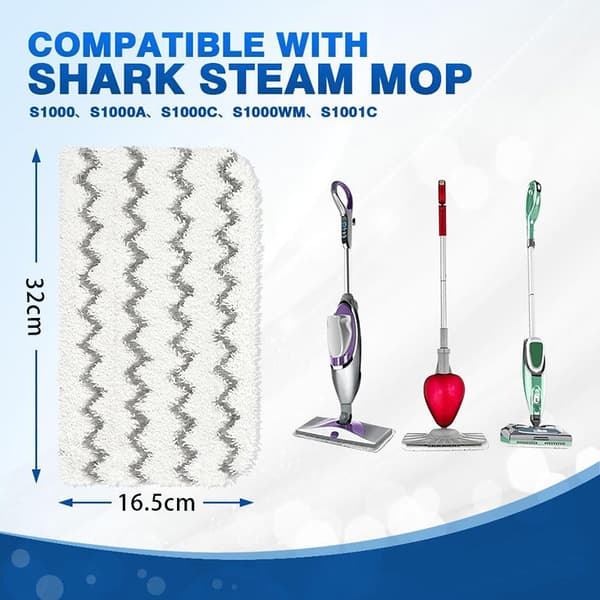 6-pakning ekstra tykke dampmopp-erstatningsputer, holdbare mikrofiber-moppputer, for Shark S1000/S1000A/S1000C/S1000WM/S1001C