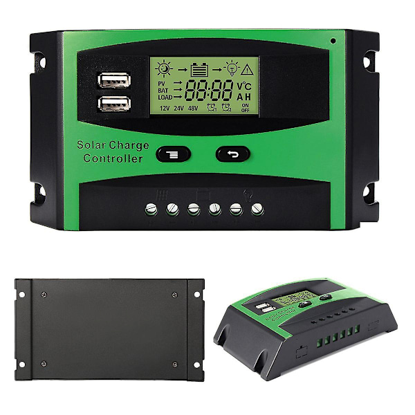30A 12V 24V Solarkontroller LCD-funktion Dubbla USB 5VDC Utgång Solcellspanel Batteriladdningsregulator
