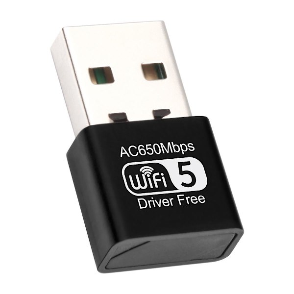 650 Mbps USB WiFi-adapter 5 GHz og 2,4 GHz Dual-Band USB Lan Ethernet-adapter 802.11AC Trådløst nettverkskort Wi-Fi Dongle-mottaker for PC Stasjonær Laptop