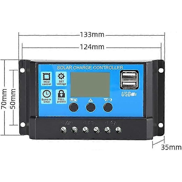 30a Solcelleladeregulator, 12v/24v Solcellepanel Laderegulator, Timerinnstilling Pwm Auto Parameter - q37/YY