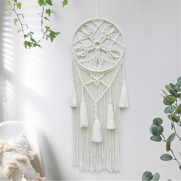 Macrame Drömfångare för Sovrum Vuxen Drömfångare Väggdekor Stor Boho Väggbonad med Vävt