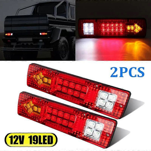 2 st LED-bakljus för bil, släpvagn, lastbil, bakre blinkers, bromsljus, vattentäta