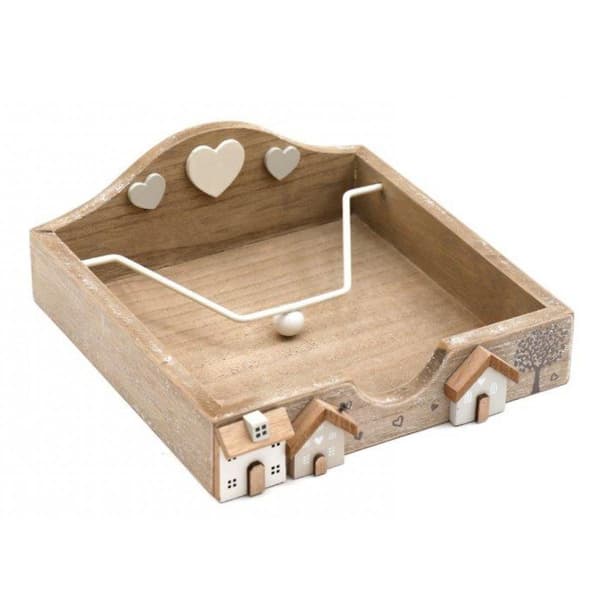 Sil Interiors Servietholder i træ med husdesign