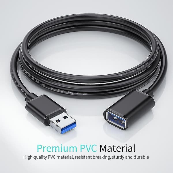 3M USB 2.0 Sort Forlænger Data Kabel Han til Hun USB Forlængerkabel