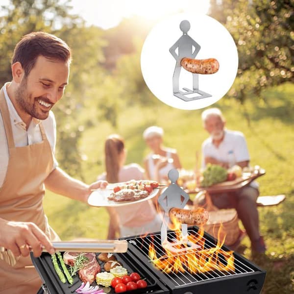 Pølseholder til grill - MEOIRUERY - humanoid figur - Sæt med 4 - Rustfrit stål - Jævn tilberedning