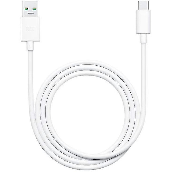 Offisiell Oppo DL129 VOOC USB Type C til USB Type A Datakabel - Hvit (Bulkpakket)