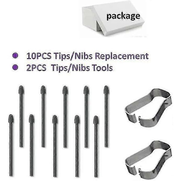 10 stk. Markeringspens-spidser/nibber til udskiftning til Boox Pen2 Pro, Tab X, Max Lumi2, Note Air2, Note Air2 Plus, Nova Air C Stylus Pen (10 stk. spidser/sorte)