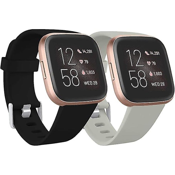 Kompatibel med Fitbit Versa-rem/fitbit Versa 2-rem, mjukt silikon sportarmband för Fitbit Versa 2/fitbit Versa Lite/versa Se, 2-pack