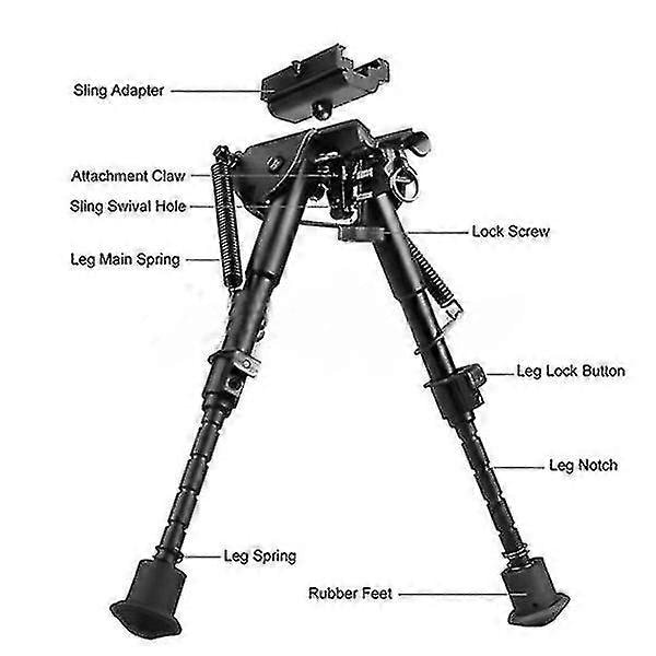 6-9 Tum Harris Bipod Hög Stöttålig Vridbar Bipod Fäste