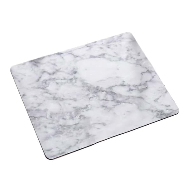 Myk musematte med trykk hvit marmor 21x26cm