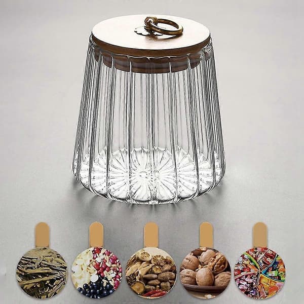 Förseglad Transparent Kryddburk i Glas med Lock, teförvaringsburk B