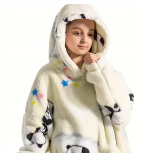 Tæppe Bluse Oversize Tæppebluse Børn 2-i-1 Panda Koala Lang Pyjamas Lille Tæppe