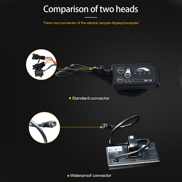 LED-displaykontakt 810 för elektrisk cykelcykelhastighetsmätare Anslut Ebike-strålkastare och LED-kontroller, Vattentät