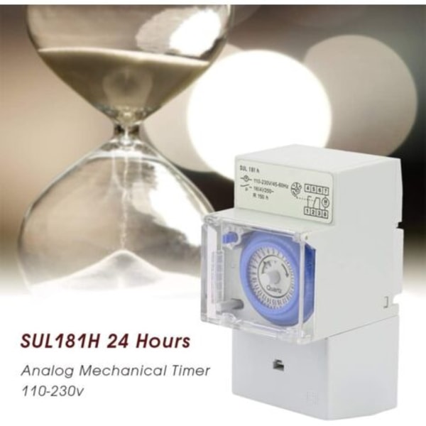 Modulær timer 110-230V – 24-timers programmerbar, vanntett mekanisk timer – 48 programmer – For belysning og elektrisk utstyr – SUL181H