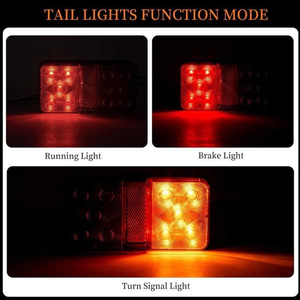 2-delte LED-baklys - IP65 vanntette - 12V - Universelle for tilhengere