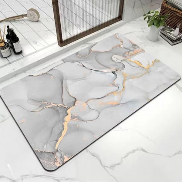 Badeværelsesmåtte af kiselgur - 40 x 60 cm - Grå - Ultra-absorberende - Skridsikker (gummibagside)