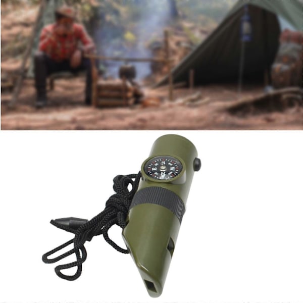7 i 1 Camping Överlevnads Visselpipa Kompass Ficklampa för Vandring Bergsklättring