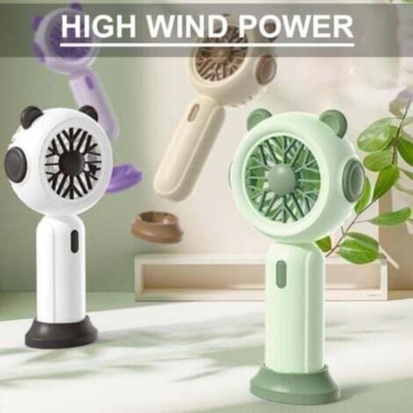 USB Genopladelig Bærbar Ventilator - Lille ventilator drevet af AA-batterier, 3 blæserhastigheder - Grøn