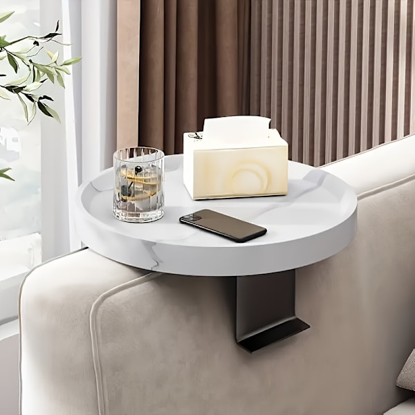 Armrest Tray Sofa | Table for Sofa Armrest | Adjustable, 30cm White Marble