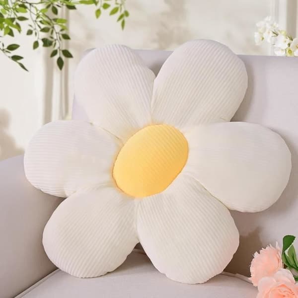 Dekorativ pute - Blomst - Prestekrage - 40 cm - Polyester - Myk og elastisk