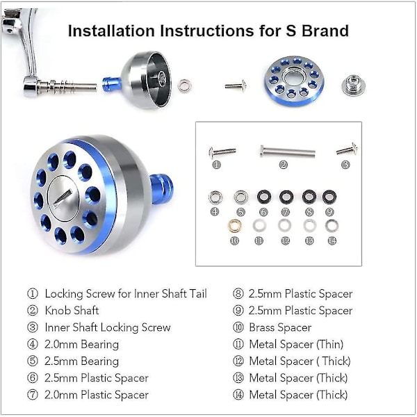 Full Metal Fiske Rulle Handtag Knopp Baitcasting Rulle Rocker Arm Ersättning Knopp Delar 1 st röd