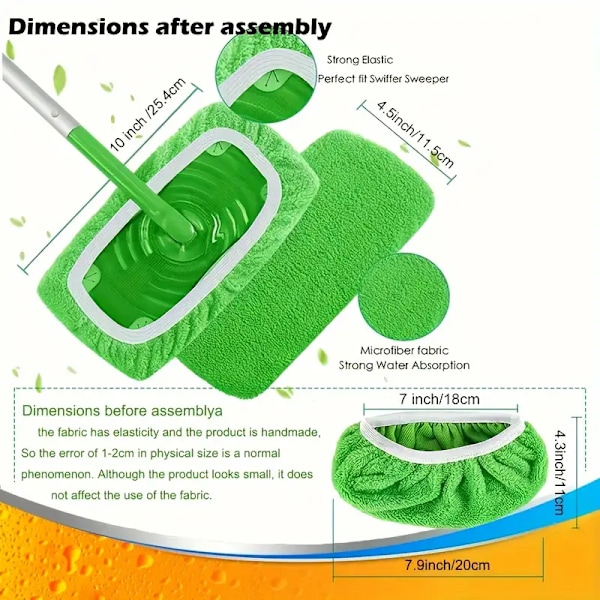 Swiffer Mopp ersättningsdyna, platt golvmoppduk, tvättbar och hållbar ersättningsmoppduk, dammmopphuvud, våt och torr användning