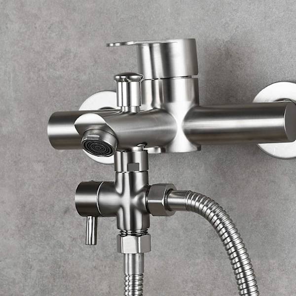 Solid Messing 3-vägs Ventil G1/2\" Handdusch Duschkomponenter Universell Koppling, Borstad Nickel