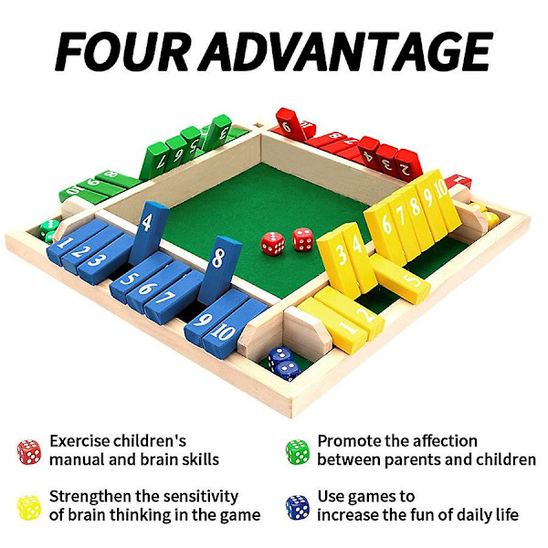 Stäng lådan tärningsspel, stort trä matematiskt spel, bordsspel för barn vuxna, familj, klassrum, hem