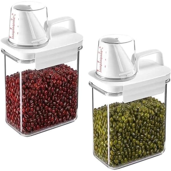 Airtight Detergent Dispenser - Versatile and Durable - Set of 2 - Transparent