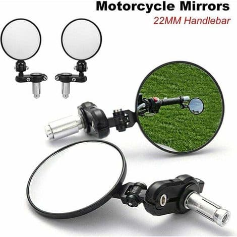 Universelle motorcykelspejle, 3-tommer runde foldbare sidespejle til 22 mm styr