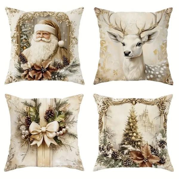 Kuddfodral - Vinter/Jul - 45x45cm - Enkelsidigt tryck - Vardagsrum/Sovrum